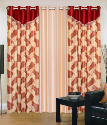 

JT International 213.36 cm (7 ft) Polyester Door Curtain (Pack Of 2)(Floral, Multicolor)