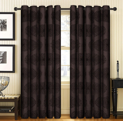 

Home Candy 212 cm (7 ft) Jacquard Door Curtain (Pack Of 2)(Printed, Brown)