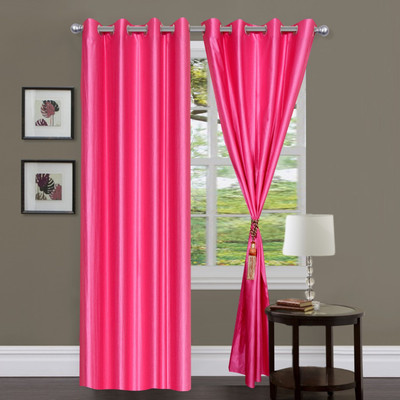

Decor World 274 cm (9 ft) Polyester Long Door Curtain (Pack Of 2)(Plain, Pink)