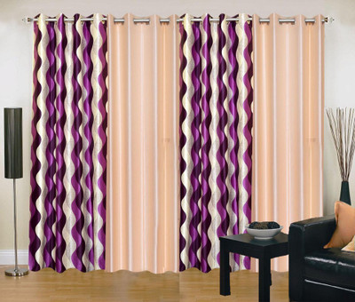 

Ville Style 214 cm (7 ft) Polyester Door Curtain (Pack Of 4)(Abstract, Purple, Cream), Cream;purple