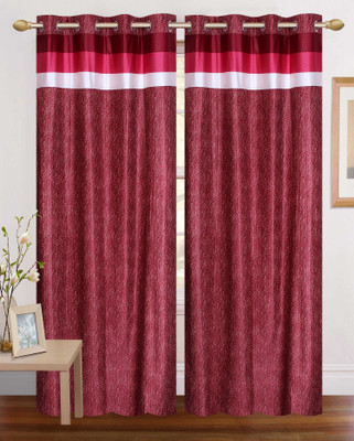 

HSR Collection 210 cm (7 ft) Polyester Door Curtain (Pack Of 2)(Abstract, Maroon)