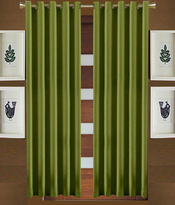 

Panipat Textile Hub 213.5 cm (7 ft) Polyester Door Curtain (Pack Of 2)(Plain, Green)