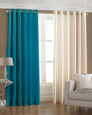 Homefab India 152.5 cm (5 ft) Polyester Semi Transparent Window Curtain (Pack Of 2)(Solid, Multicolor)
