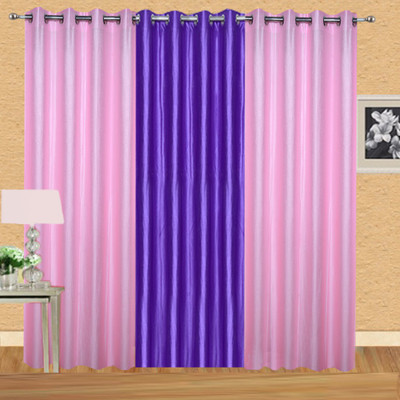 

Excel Bazaar 214 cm (7 ft) Polycotton Door Curtain (Pack Of 3)(Plain, Lightpink-1purple)