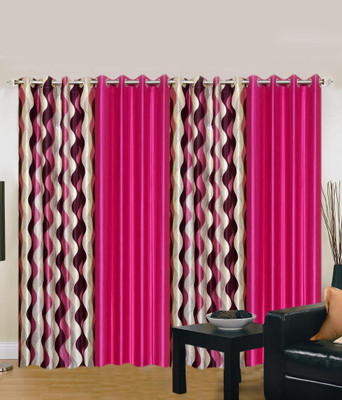 

Export Hub 152 cm (5 ft) Polyester Window Curtain (Pack Of 4)(Striped, Dark Pink)