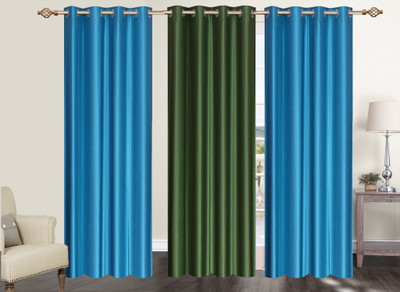 

Furnishing Zone 213 cm (7 ft) Polyester Door Curtain (Pack Of 3)(Plain, Blue, Green)