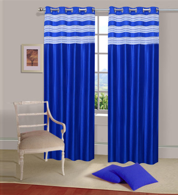 

Excel Bazaar 214 cm (7 ft) Polycotton Door Curtain (Pack Of 2)(Plain, Royal-Blue)