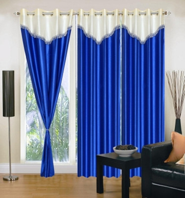 

Super India 152 cm (5 ft) Polyester Window Curtain (Pack Of 3)(Plain, Blue)