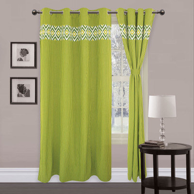 

Elan 210 cm (7 ft) Cotton Door Curtain Single Curtain(Abstract, Green)