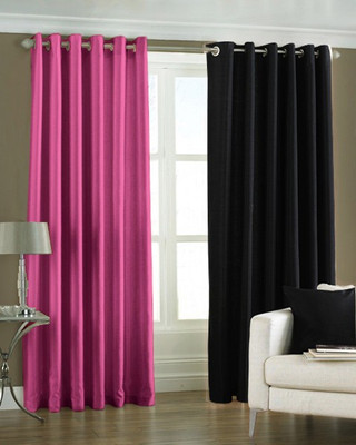 Homefab India 214 cm (7 ft) Polyester Semi Transparent Door Curtain (Pack Of 2)(Solid, Multicolor)