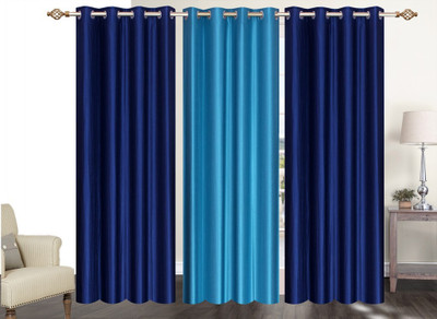

Furnishing Zone 152 cm (5 ft) Polyester Window Curtain (Pack Of 3)(Plain, Blue)