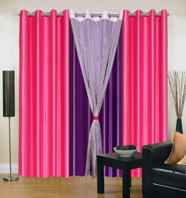 

Livingcreation 213 cm (7 ft) Polyester Door Curtain (Pack Of 4)(Plain, Blue, Pink)