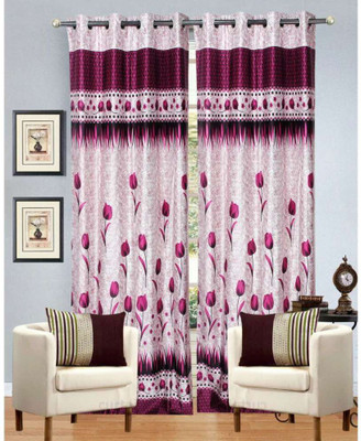 

Ville Style 2 m (0 ft) Polycotton Window Curtain (Pack Of 2)(Floral, Maroon)