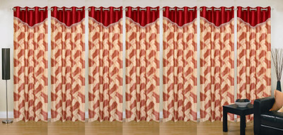 Ville Style 275 cm (9 ft) Polyester Long Door Curtain (Pack Of 7)(Abstract, Maroon)