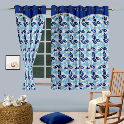 

Cortina 150 cm (5 ft) Polyester Window Curtain (Pack Of 2)(Floral, Blue)