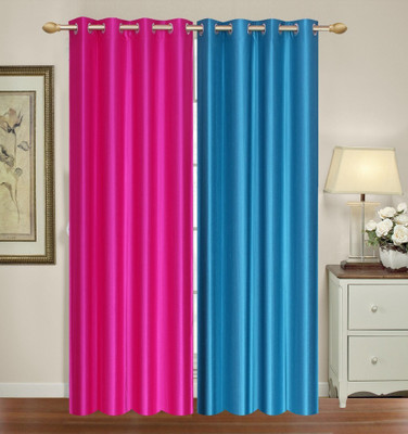 

Furnishing Zone 152 cm (5 ft) Polyester Window Curtain (Pack Of 2)(Plain, Blue, Pink)