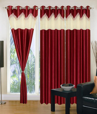 

JT International 213.36 cm (7 ft) Polyester Door Curtain (Pack Of 2)(Floral, Multicolor)