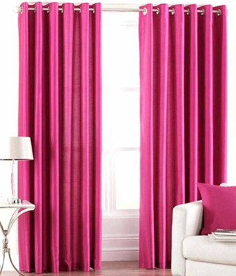 Alagh Fashions 212 cm (7 ft) Polyester Door Curtain (Pack Of 2)(Plain, Pink)