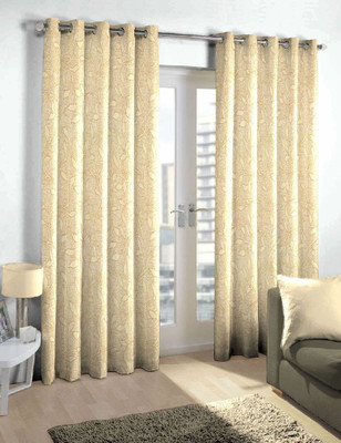

Skipper 275 cm (9 ft) Blends Long Door Curtain Single Curtain(Floral, Beige)