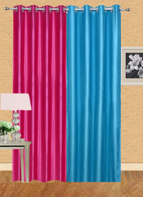 

Ville Style 214 cm (7 ft) Polyester Door Curtain (Pack Of 2)(Solid, Pink, Light Blue), Light blue;pink
