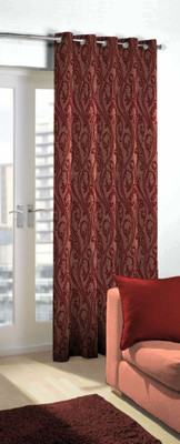 Skipper 214 cm (7 ft) Blends Door Curtain Single Curtain(Motif, Maroon)