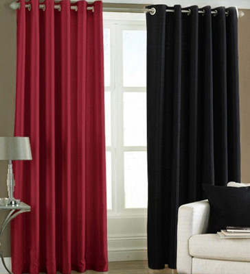 

Excel Bazaar 214 cm (7 ft) Polyester Door Curtain (Pack Of 2)(Plain, Maroon, Black), Black;maroon