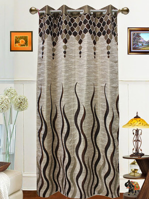 Dekor World 275 cm (9 ft) Polyester Long Door Curtain Single Curtain(Abstract, Brown)