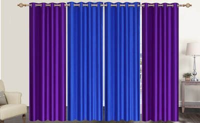 

Furnishing Zone 274 cm (9 ft) Polyester Long Door Curtain (Pack Of 4)(Plain, Blue, Purple)