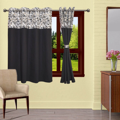 

Lushomes 152.4 cm (5 ft) Cotton Window Curtain Single Curtain(Printed, Black)