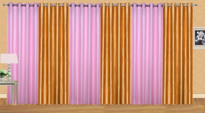 

Ville Style 275 cm (9 ft) Polyester Long Door Curtain (Pack Of 6)(Solid, Pink, Gold), Gold;pink