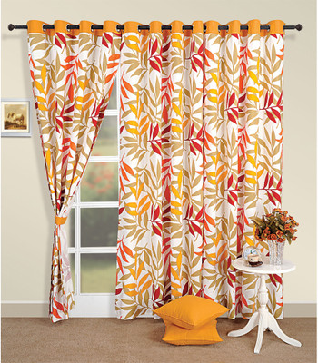 

Swayam 152 cm (5 ft) Cotton Window Curtain Single Curtain(Floral, Orange, Green), Green;orange