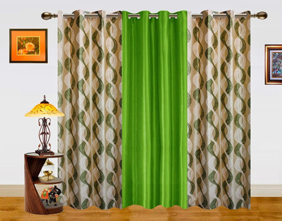 9% OFF on Dekor World 215 cm (7 ft) Polyester Door Curtain (Pack Of 3)(Abstract, Green)