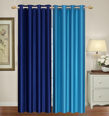 

Furnishing Zone 274 cm (9 ft) Polyester Long Door Curtain (Pack Of 2)(Plain, Blue)