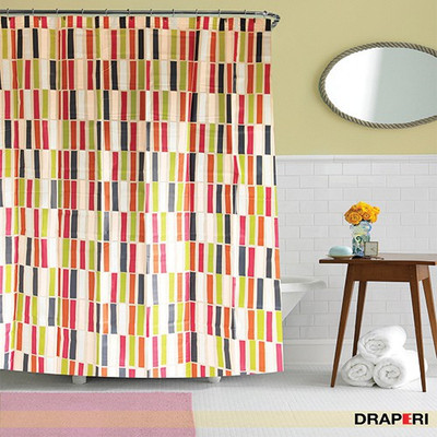 

Draperi 180 cm (6 ft) PVC Shower Curtain Single Curtain(Striped, Multicolor)