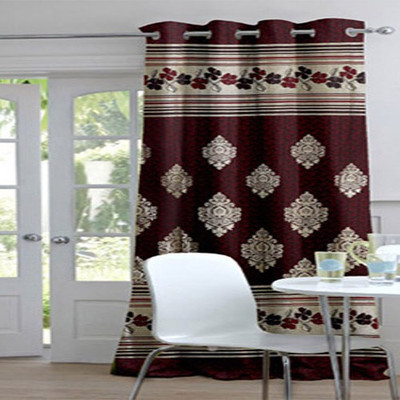

Treendy Home 204 cm (7 ft) Polyester Door Curtain Single Curtain(Motif, Red)