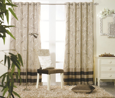 

KC HOME 213 cm (7 ft) Polycotton Door Curtain Single Curtain(Floral, Beige)