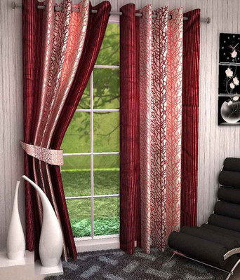 

Kanhaa 214 cm (7 ft) Polyester Door Curtain (Pack Of 2)(Floral, Red)