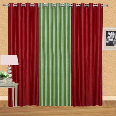 

Excel Bazaar 275 cm (9 ft) Polyester Long Door Curtain (Pack Of 3)(Solid, Red, Pista)
