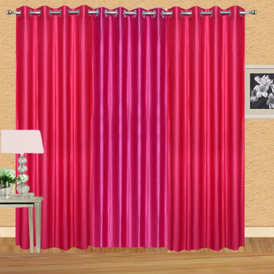

Ville Style 153 cm (5 ft) Polyester Window Curtain (Pack Of 3)(Solid, Pink)