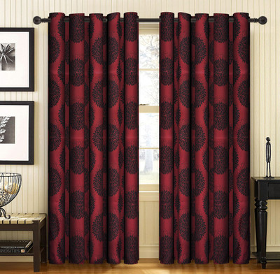 

Home Candy 212 cm (7 ft) Jacquard Door Curtain (Pack Of 2)(Floral, Maroon)