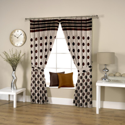 

Threadmix 152 cm (5 ft) Polyester Window Curtain Single Curtain(Geometric, Brown)