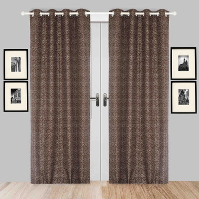 

BE 213 cm (7 ft) Jacquard Door Curtain (Pack Of 2)(Geometric, Brown)
