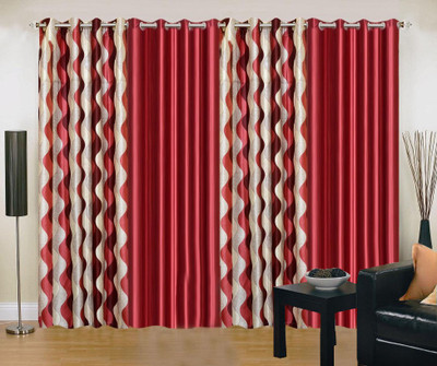 

Ville Style 214 cm (7 ft) Polyester Door Curtain (Pack Of 4)(Abstract, Maroon)