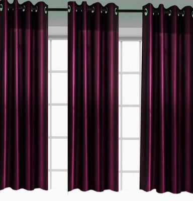 

India Furnish 274 cm (9 ft) Polyester Long Door Curtain (Pack Of 3)(Floral, Purple)