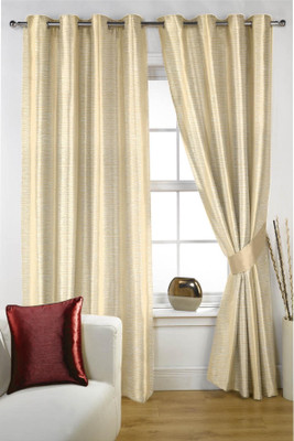 

Threadmix 30 cm (1 ft) Polycotton Window Curtain Single Curtain(Abstract, Beige)