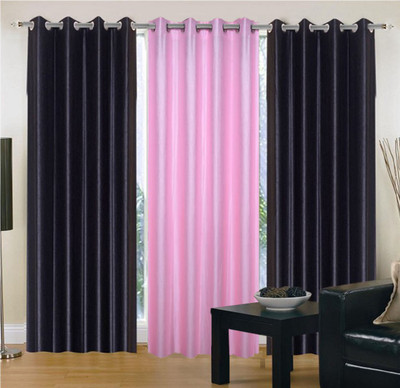 

Handloom Hut 152 cm (5 ft) Polyester Window Curtain (Pack Of 3)(Solid, Black, Light Pink Crush)