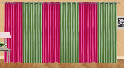 

Ville Style 275 cm (9 ft) Polyester Long Door Curtain (Pack Of 6)(Solid, Pink, Light Green), Light green;pink