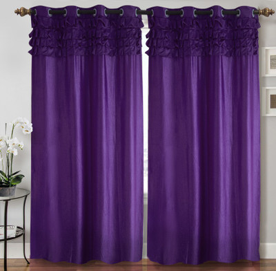 

Home Candy 212 cm (7 ft) Polyester Door Curtain (Pack Of 2)(Plain, Purple)