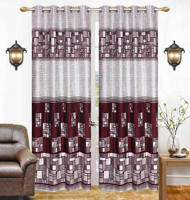 

The Intellect Bazaar 274 cm (9 ft) Jacquard Long Door Curtain (Pack Of 2)(Geometric, Maroon)