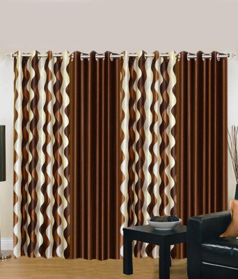 

Export Hub 214 cm (7 ft) Polyester Door Curtain (Pack Of 4)(Striped, Coffee)